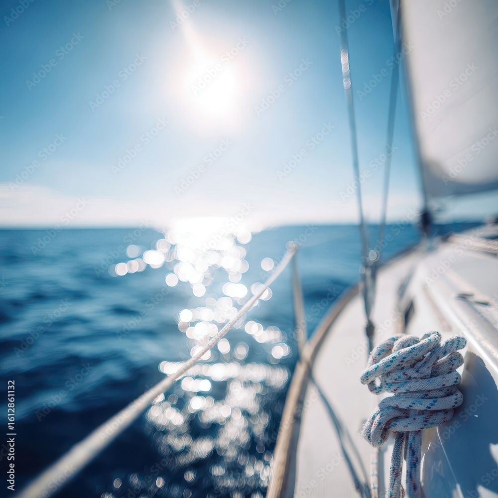 Obraz premium Close-up view of nautical ropes on a sailing vessel.