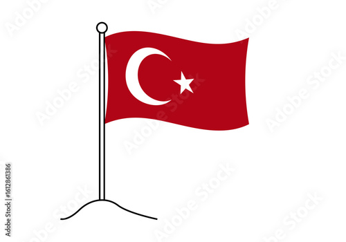 Bandera de Turquía roja ondeando en poste