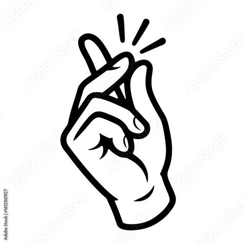 Black and White Hand in Finger Snap Gesture, Symbolizing Quickness, Ease, or Sudden Realization