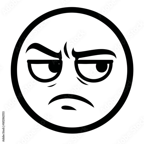 Black and White Annoyed Face with Raised Eyebrow and Displeased Expression, Conveying Skepticism