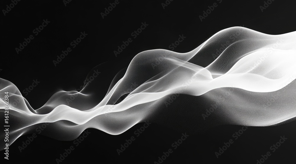 Fototapeta premium Abstract white flowing lines on black background (1)