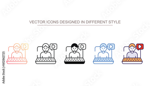 Video Lecture icon design with white background stock illustration