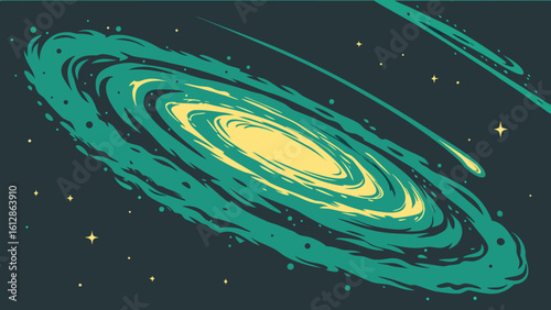 Vector galaxy illustration cosmic space scene nebula stars universe astronomy science fiction artwork background
