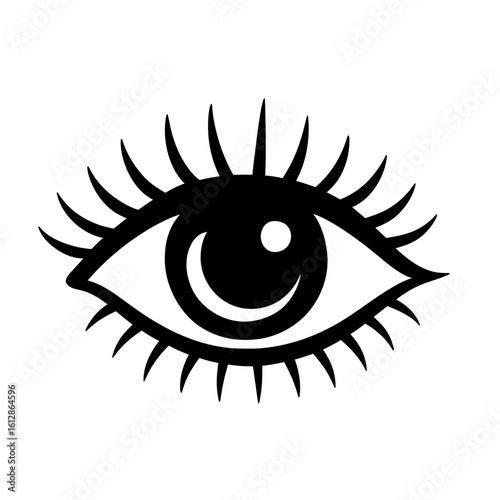 Stylized Eye with Long Eyelashes and Pupil - Beauty and Vision Concept