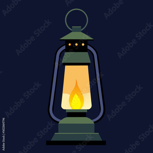 Vintage Lantern with Glowing Flame