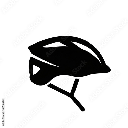Simple black silhouette icon of a bicycle helmet. Essential safety headgear for cycling, sports, and active outdoor lifestyles.