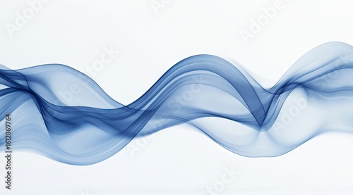 Fluid, translucent, blue ribbons flowing