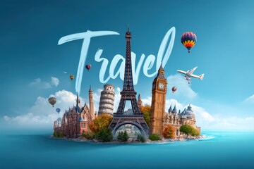 Explore famous landmarks around the world with vibrant designs capturing the essence of travel and adventure in a creative landscape