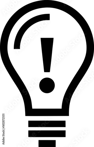 Minimal Light Bulb with Exclamation Mark � Bold Silhouette Representing Sudden Ideas and Creative Inspiration