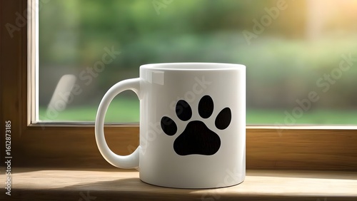 Cute White Coffee Mug with Black Paw Print – Perfect for Pet Lovers

