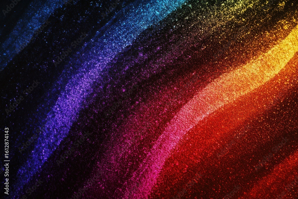 Fototapeta premium Colorful and textured background with a rainbow colored line. Dark grainy color gradient wave background purple red yellow blue colors banner poster cover abstract design.