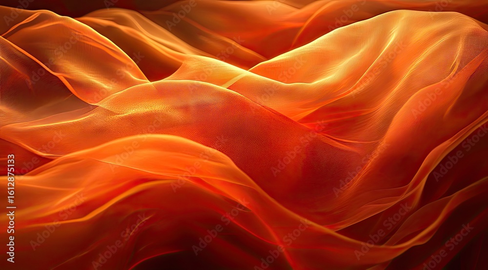 Fototapeta premium Orange, flowing fabric