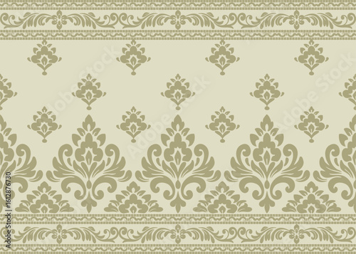 traditional damask vector pattern with seamless damask vector design and elegant damask vector border for textile or wallpaper