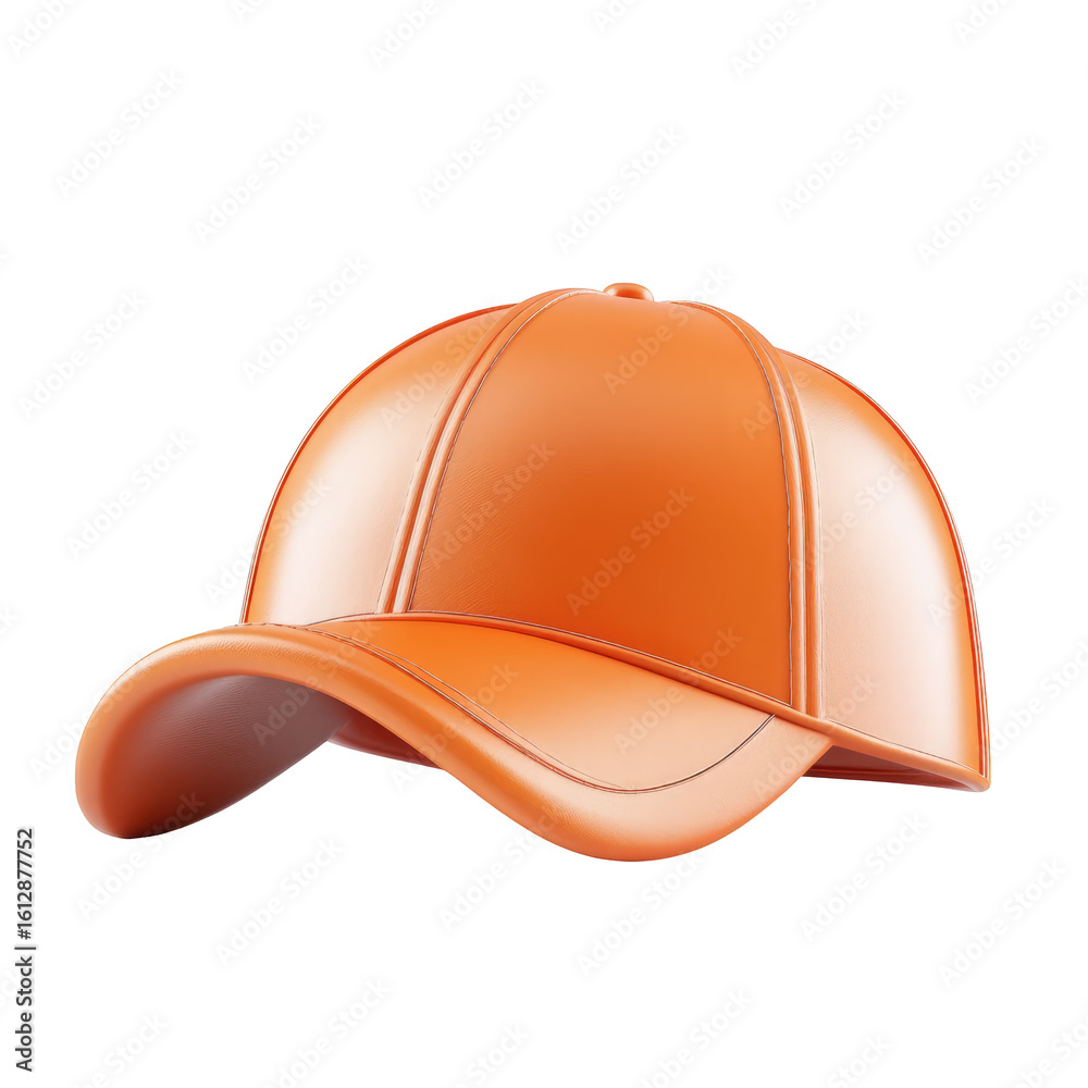 Fototapeta premium Orange Baseball Cap 3 D Model on White isolated on a transparent background 3d model