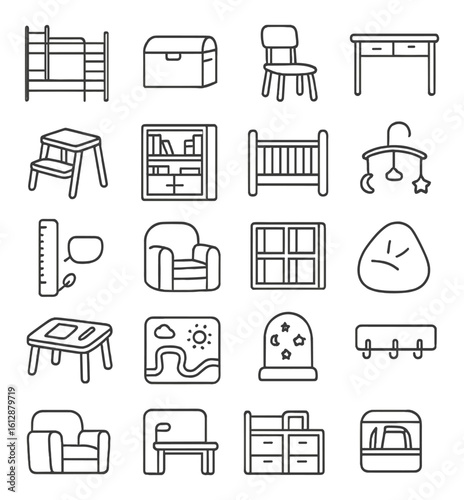 Minimalist furniture icons set for home decor and design inspiration