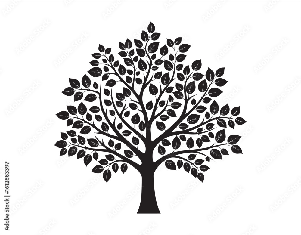 Obraz premium Dark Tree and Leaves. Vector Art
