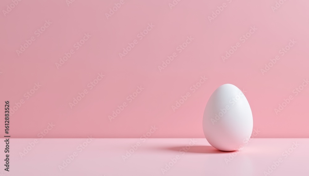 Fototapeta premium Create a minimalist easter background featuring a white egg on pink surface for spring celebrations