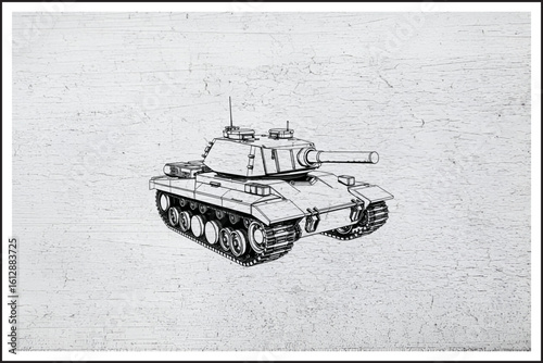Tank Blueprint Art,
Heavy Armor Dominance,
Illustrated War Titan,
Tracked Fury in Detail