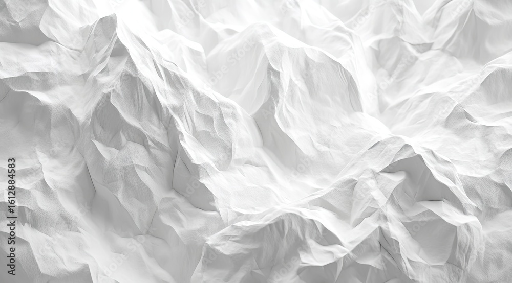 Fototapeta premium Crumpled white fabric texture resembling mountains
