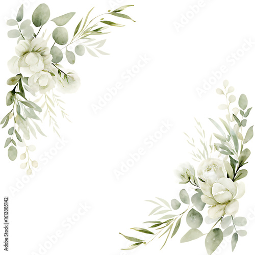 Elegant floral corner accents isolated on transparent background