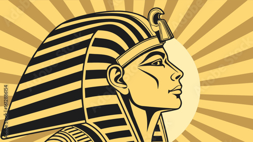 Ancient egyptian pharaoh with headdress vector illustration historical figure of egypt royalty and power