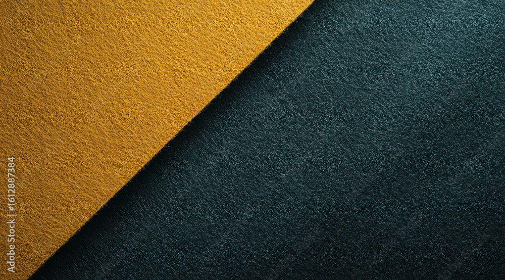 Fototapeta premium Diagonal split of mustard and dark teal textured surfaces