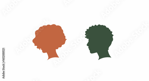 Two stylized side profiles, evoking a sense of individuality and distinctiveness. 