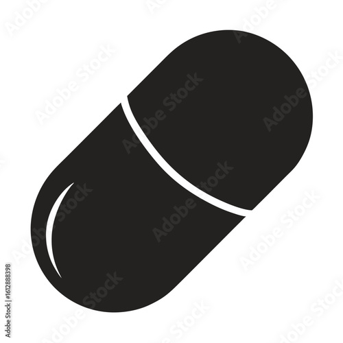 capsule pill icon, medicine capsule vector, pharmaceutical drug silhouette, healthcare medication graphic,
