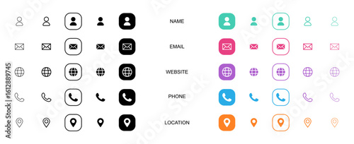 Collection of business card icons in various styles