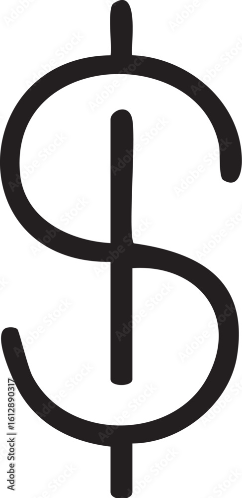 Fototapeta premium Bold Black Dollar Sign Icon Symbol.