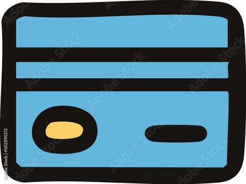 Blue Credit Card Icon with Chip.