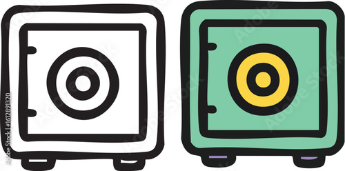 Cartoon Safe Illustration Security Box Simple Icon.