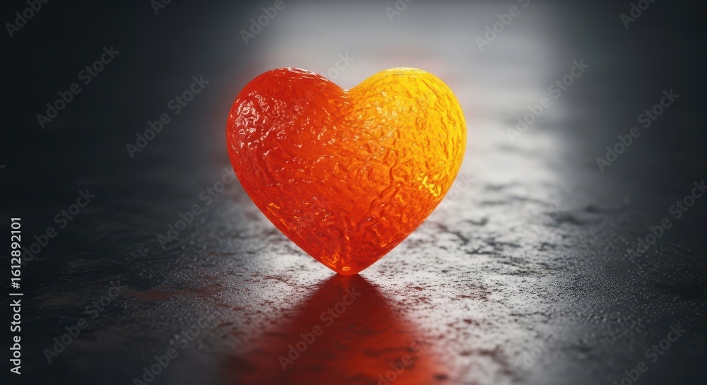 Fototapeta premium A vibrant heartshaped object glowing with warm colors