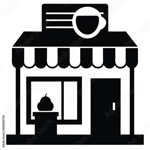 store icon, retail shop vector, market stall silhouette, commercial building graphic,
