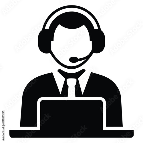 Wallpaper Mural Customer service icon, call center vector, support agent silhouette, help desk graphic, online support symbol, telecommunication illustration
 Torontodigital.ca