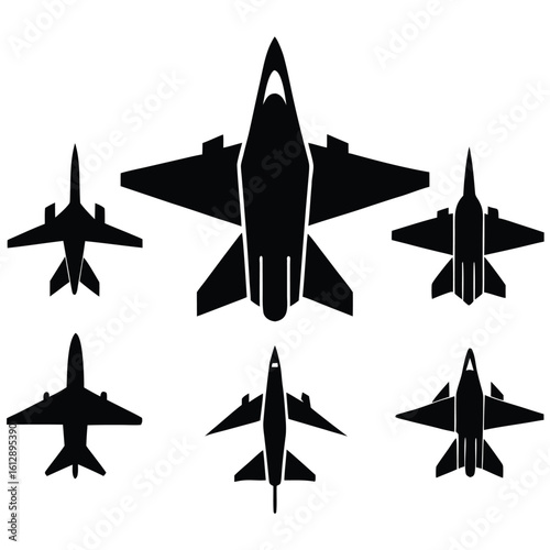 Jet fighter icon, aircraft vector, military aviation silhouette, fighter plane graphic, air combat symbol, warplane illustration
