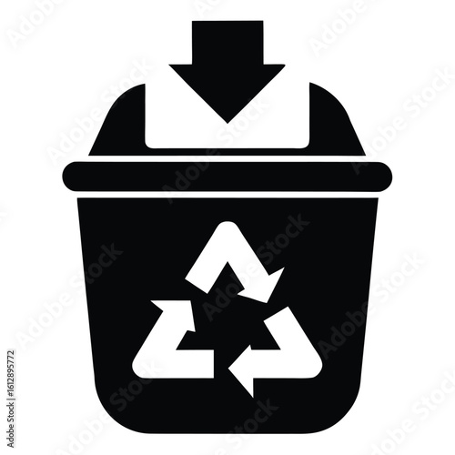 Wallpaper Mural Trash bin icon, waste basket vector, garbage disposal silhouette, recycle bin graphic, dustbin symbol, waste management illustration
 Torontodigital.ca