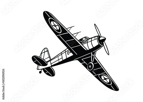 Illustration showing a black airplane icon on a white background