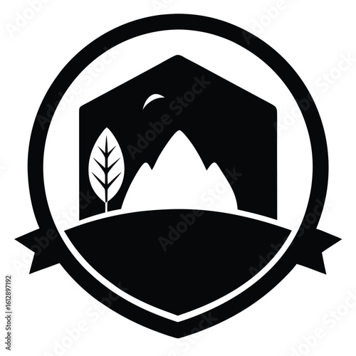 Wallpaper Mural Landscape icon, nature scenery vector, mountain silhouette, outdoor travel graphic, hiking trip symbol, adventure illustration
 Torontodigital.ca