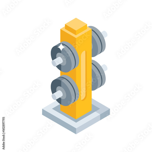 Premium isometric style icon of gym weight rack