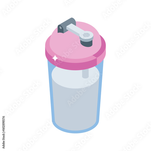 Visually engaging isometric icon of gym shaker bottle