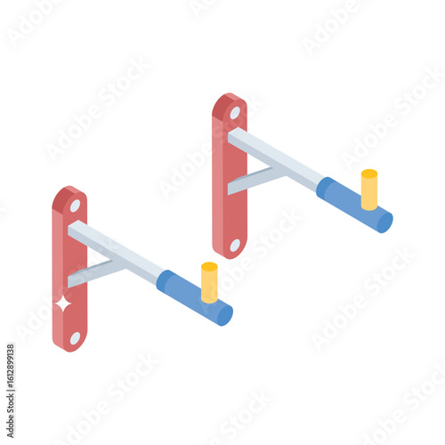 A captivating isometric style icon of mounted pull bars