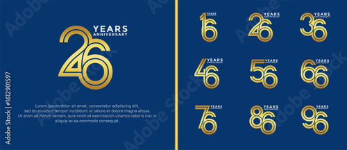 anniversary vector logo set, gold and silver color can be use for celebration