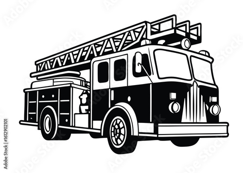 firefighting equipment and fire truck black silhouette shape vector
