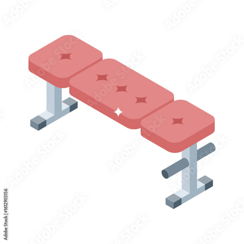 An editable isometric icon of fitness bench press