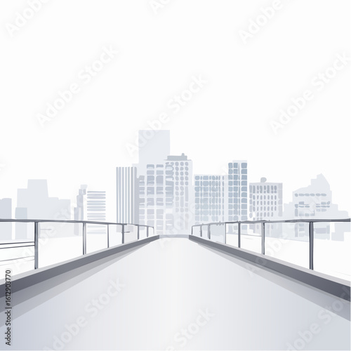 Rooftop overlook gives a cityscape view of distant buildings