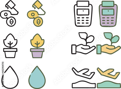 Investment Growth Finance Icons Plant Payment.