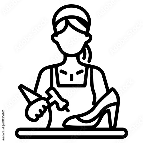 Shoe Maker Lady icon vector image. Can be used for Shoemaker.