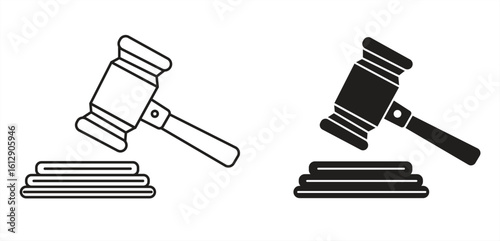 Judge's gavel icon, representing law, justice and decision, vector illustration.

