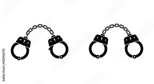 Black and White Illustration of Handcuffs with Chain